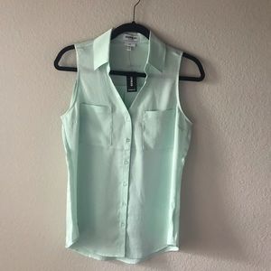 Express Satin Slim Fit Sleeveless Portofino Shirt